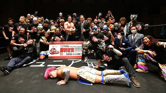 ジュニア夢の祭典は“大熱狂空間”に！『ALL STAR Jr FESTIVAL』メインはマスター・ワトが激闘の末、青柳亮生に勝利！ 最後は出場選手が集結して大団円!!【3.1後楽園結果】