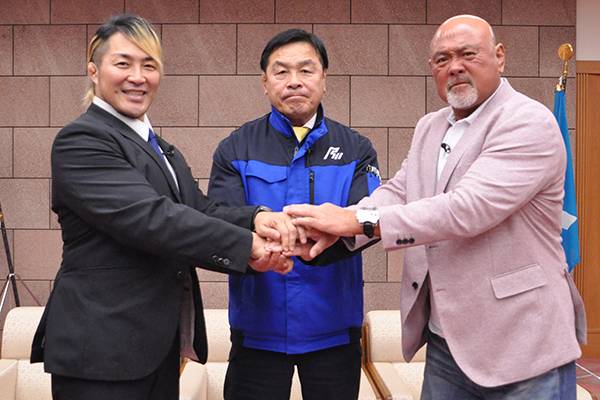 棚橋弘至社長が武藤敬司さんと石川県庁に馳浩知事を訪問！5月6日（月