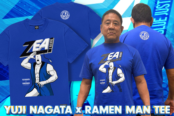 闘魂ショッピングで先行発売した「永田裕志×ラーメンマン Tシャツ」を