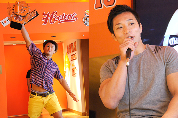 あのHOOTERSで初イベント開催! 真壁＆後藤が大阪城へ必勝宣言! 小松